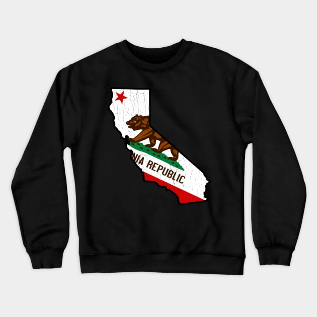 California Bear Flag (vintage distressed look) Crewneck Sweatshirt by robotface